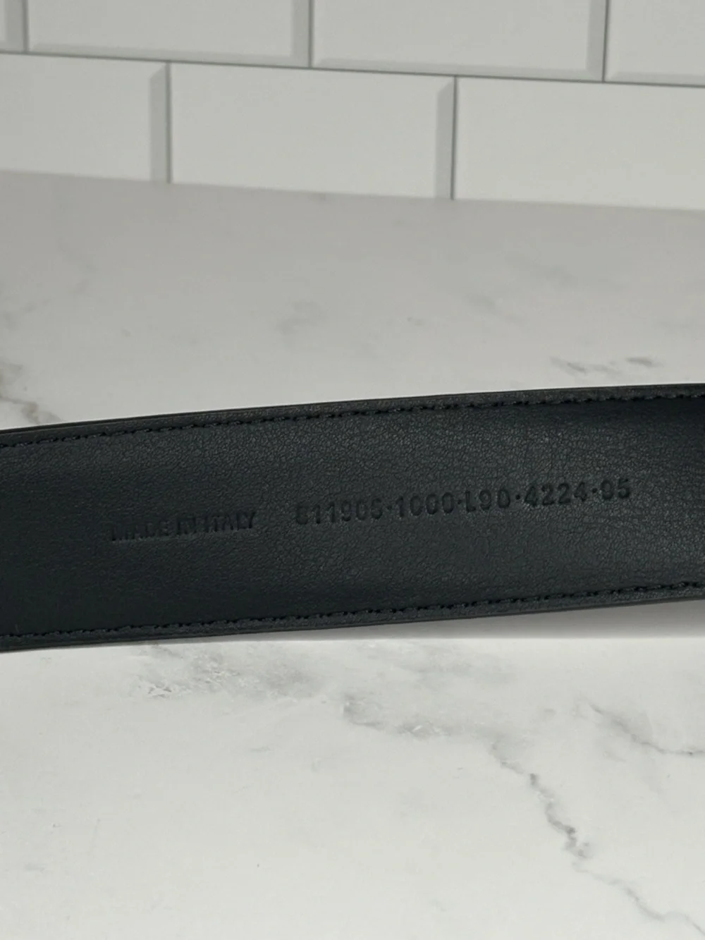 Balenciaga x Under Armour Black Leather Men's Belt with Silver Logo Buckle